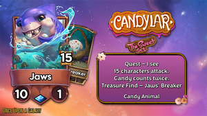 A cute shark with a mouth full of jawbreakers.